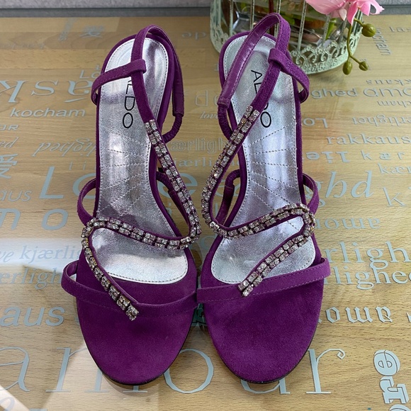 ALDO Glamorous Jeweled Suede Sandals 6 - Picture 6 of 9
